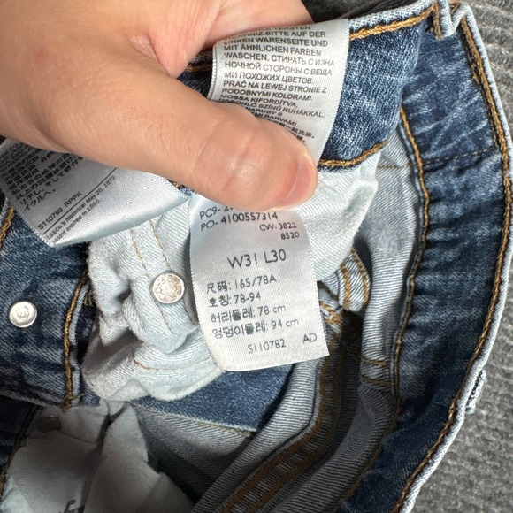 Levi Strauss & Co 505 Mens W31 L30 Regular Fit Straight Leg Blue Denim Jeans - Picture 3 of 7